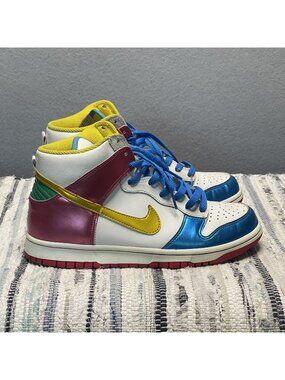 Nike Dunk High GS Youth 6.5 Womens Size 8 Multicolor Patent Leather Sneakers